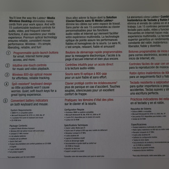 Labtec Wireless Desktop Keyboard & Mouse Set - Spill Resistant - Picture 5 of 6